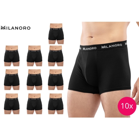 Milanoro Boxershorts 10-Pack– Donkere Kleurenmix – Maat L – Comfortabele Herenboxers van Katoen