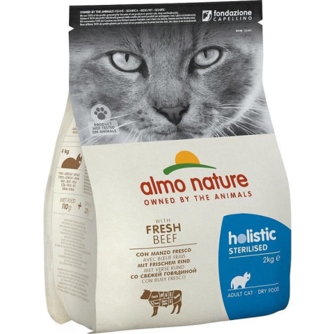 Droogvoer Rundvlees of Zalm voor Gesteriliseerde Katten - Almo Nature Holistic Sterilized - in 400gr of 2kg - Rundvlees - 2kg
