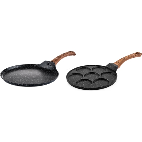 Westinghouse Pannenkoekpannenset Marble Wood ø 26 & 28 cm - inductie en alle andere warmtebronnen