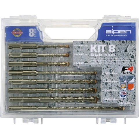 Alpen 80704100100 Carbide Hamerboorset 8-delig 5 mm, 6 mm, 6 mm, 8 mm, 8 mm, 8 mm, 10 mm, 12 mm SDS-Plus 1 set(s)