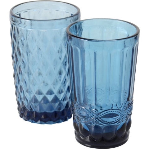 Drinkglazen blauw h13cm doos a 6 st