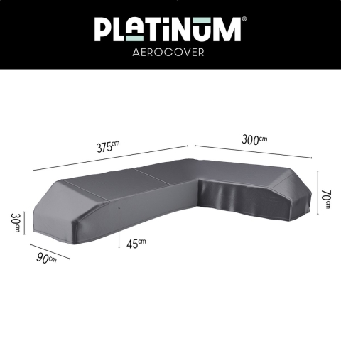 Loungeset platformhoes rechts 375x300x90xH30/45/70 cm - Aerocover