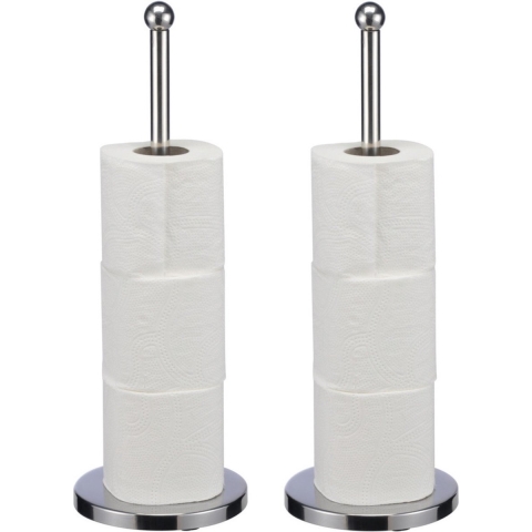 Toiletrolhouder - 2x - 42 cm - rvs zilver - wc-rol houder - houder voor toiletrollen/toiletpapier -