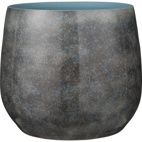 Mica Decorations Plantenpot - Terracotta - blauw - 33 x 31 cm -
