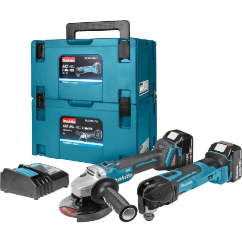 Makita DLX2154TJ1 combiset - DGA504 accu haakse slijper + DTM51 accu multitool