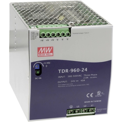 MW Mean Well TDR-960-24 DIN-rail netvoeding 24 V/DC 40 A 960 W Aantal uitgangen: 1 x Inhoud: 1 stuk(s)