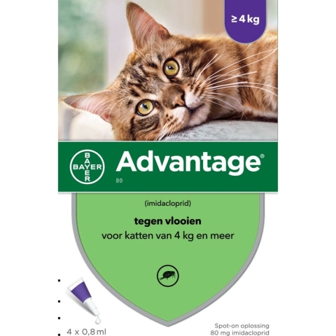 Bayer Anti vlooienmiddel Advantage 80 > 4 kg - 4 x 0,8 ml