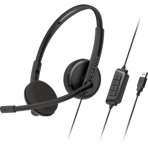 Creative HS-220 On Ear headset Kabel Stereo Zwart Ruisonderdrukking (microfoon) Volumeregeling, Microfoon uitschakelbaar (mute)