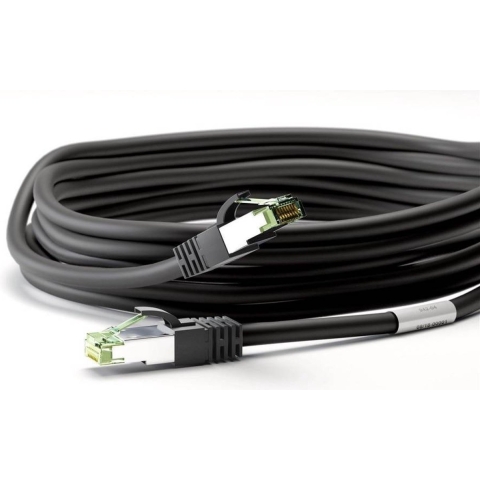 LogiLink CQ8103S RJ45 CAT 8.1 S/FTP 15.00 m Zwart Afscherming gevlochten, Halogeenvrij 1 stuk(s)