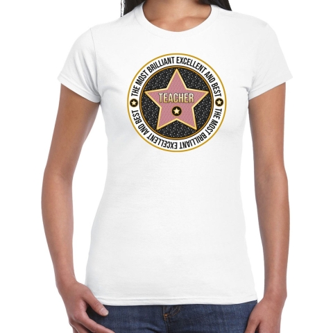 Cadeau t-shirt voor dames - teacher/lerares - wit - bedankje - verjaardag S -