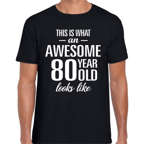 Awesome 80 year / 80 jaar cadeau t-shirt zwart heren S -