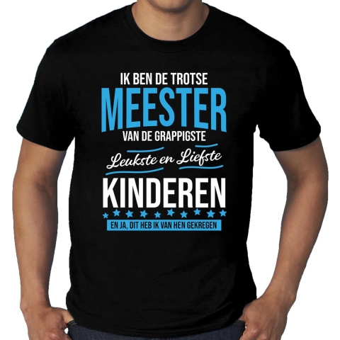 Grote maten Trotse meester cadeau t-shirt zwart voor heren 4XL -