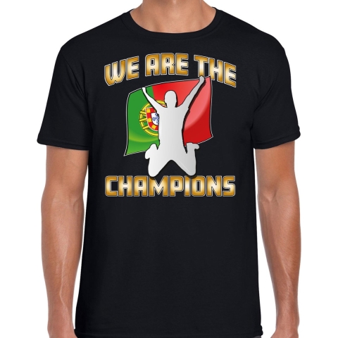 Verkleed T-shirt voor heren - Portugal - zwart - voetbal supporter - themafeest S -