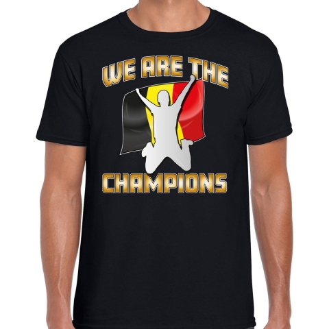 Verkleed T-shirt voor heren - Belgie - zwart - voetbal supporter - themafeest 2XL -