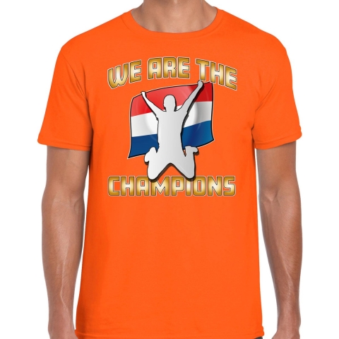Verkleed T-shirt voor heren - Nederland - oranje - voetbal supporter - themafeest S -