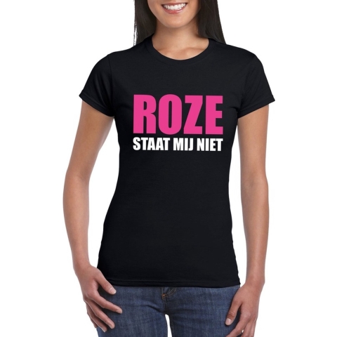 Roze staat mij niet t-shirt zwart dames XL -