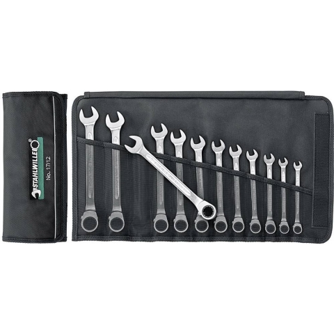 Stahlwille Steekringratelsleutelset | 12-delig sleutelwijdtes 8-19 mm | omschakelbaar | 1 stuk - 96411712 96411712