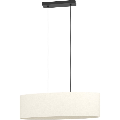 EGLO Febres Hanglamp - E27 - 78 cm - Zwart/Wit - Teddy stof
