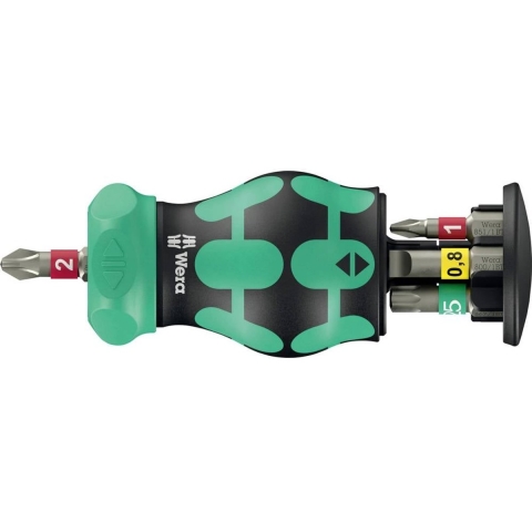 Wera 05008891001 Kraftform Kompakt Stubby Magazin RA 1 Bitschroevendraaier - 6 In 1 Multi-bit - Met Ratelfunctie
