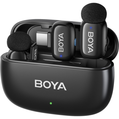Boya Mini-14 - 2.4 GHz Ultra-Mini Wireless Microphone (Black, USB-C) - 2TX + 1RX