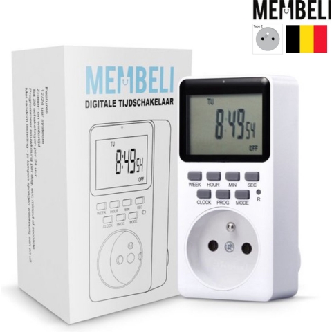 Membeli Tijdschakelaar voor Binnen - Schakelklok Stopcontact - Type E - Digitaal - Timer Schakelaar - LCD Display - Tijdschakelklok