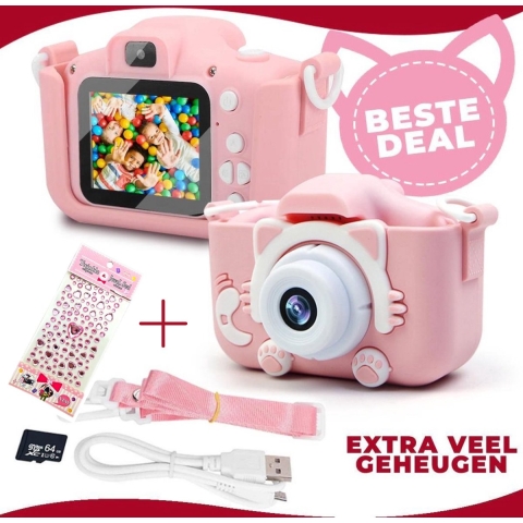 Lisiv® Digitale Kindercamera HD 1080p Inclusief 64GB Micro SD Kaart - Schokbestendig Kinderfototoestel