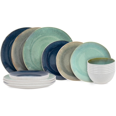 Cookinglife Serviesset Belize - 18-delig / 6 personen - 6 dinerborden ø 26 cm, 6 ontbijtborden ø 21 cm, 6 soepkommen ø 15 cm