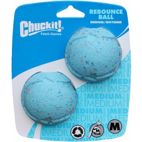 Chuckit Rebounce Ball - Hondenspeelgoed - Hondenbal - Gerecycled Rubber - Ø6 cm - Medium - Blauw - 2-Pack