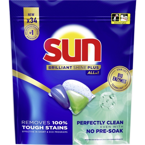 Sun Brilliant Shine+ All-in 1 Vaatwascapsules 34 stuks