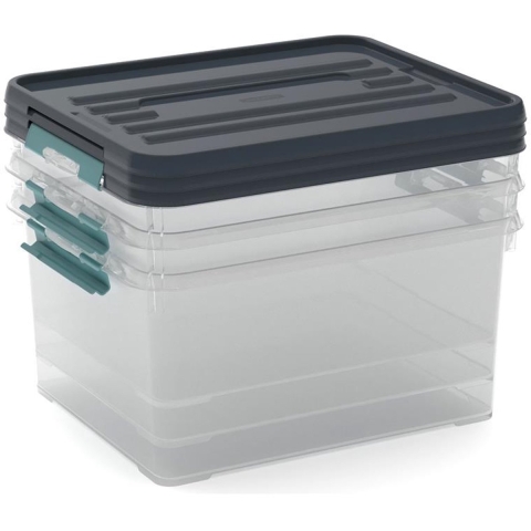 Curver Handy+ Opbergboxen 3x35L Transparant/Grijs