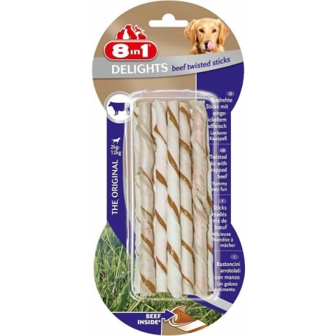 8in1 Delights Twisted Sticks Hondensnack - Rund - XS
