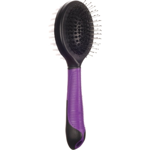 Flamingo - Dubbelzijdige Borstel voor Katten - Paars - S - 6 x 6.5 x 20 cm