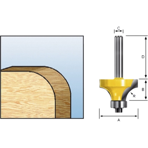 Makita D-09422 Freesbit Afrondfrees + lager S 6mm 18,26x9,53mm R3,18