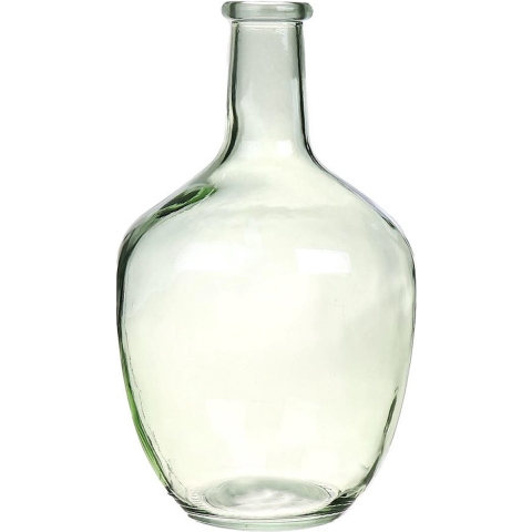 Fles vaas/vazen Milano 18 x 30 cm transparant lichtgroen glas -