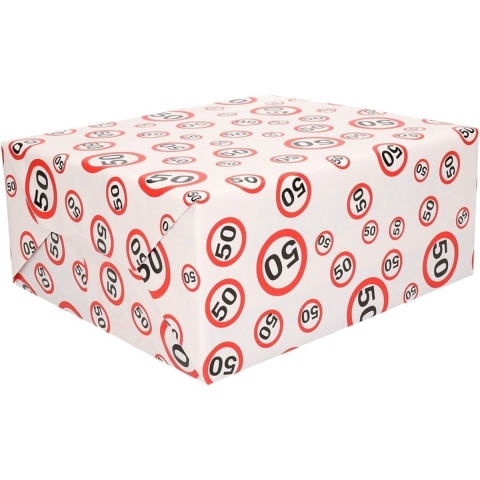 8x Inpakpapier/cadeaupapier 50 jaar 300 x 70 cm op rol -