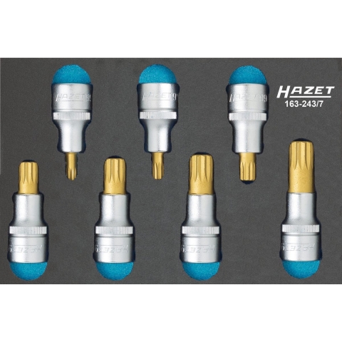 HAZET Dopsleutelbitset - XZN 163-243/7 - 1/2 inch (12,5 mm) vierkant hol - Binnenveeltandprofiel XZN - 7-delig - M6 - M18