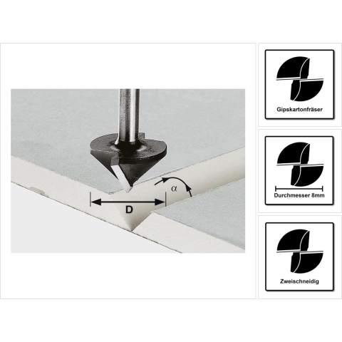 Festool HW S8 D32/90° Freesbit Gipsplaatfrees 90° S 8mm 32,0mm - 491001