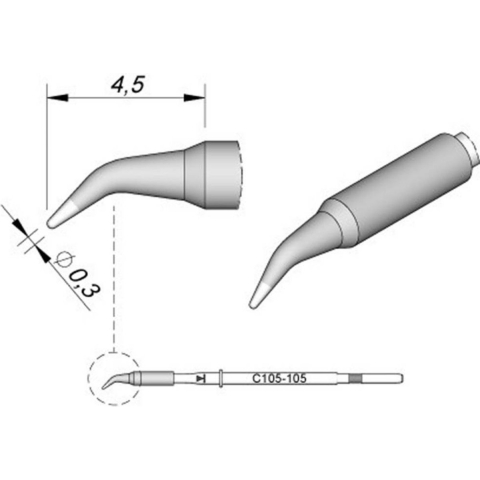 JBC Tools C115105 Soldeerpunt Ronde vorm, Gebogen Grootte soldeerpunt 0.3 mm Inhoud: 1 stuk(s)
