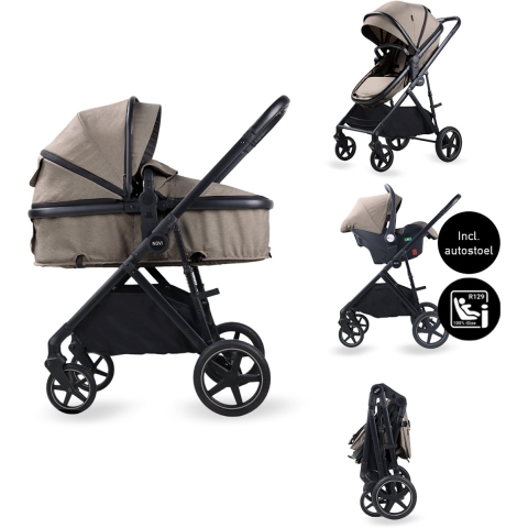 Kinderwagen Novi Baby® Jaxx 3-in-1 Hazel Melange met Autostoel