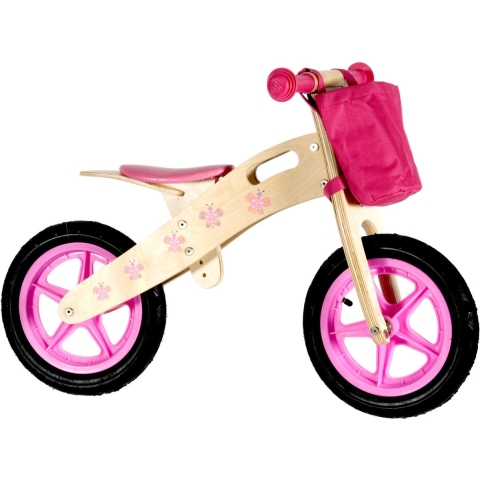 Roze loopfiets hout