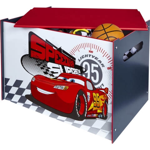 Deze stevige speelgoedkist van MDF is ideaal voor het opbergen van al het geliefde speelgoed en de spelletjes van je Cars.