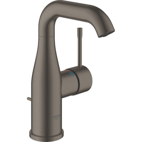 GROHE Essence New Wastafelkraan - Medium draaibare uitloop - Met trek-waste - Hard graphite geborsteld (mat antraciet)