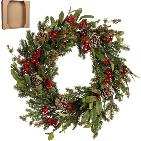 House of Seasons Austin Kerstkrans -Ø50 cm - Groen