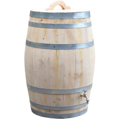 Regenton 150 liter nieuw met verchroomde kraan lossse deksel handvat - Vatenhandel stijf