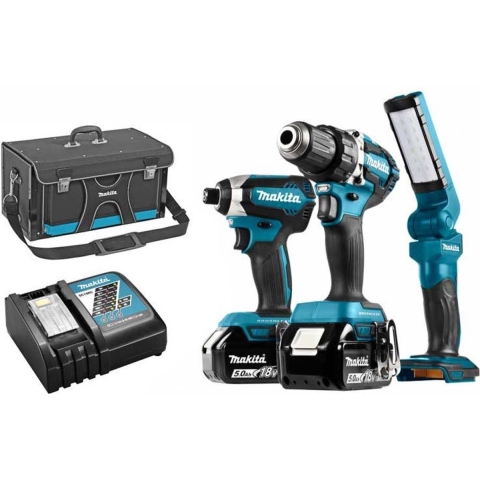 Makita DLX3090T 18v 5.0Ah Combiset accuboormachine DDF484 en slagschroevendraaier DTD153 + Lamp DML801