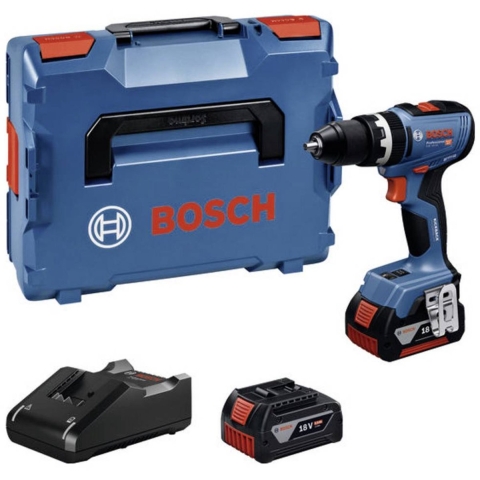 Bosch Blauw GSB 18V-65 Accu klopboorschroevendraaier | 2x GBA 18V 5,0 Ah & GAL 18V-40 Lader - 06019N3303