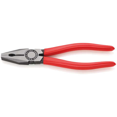 Knipex Kombitang | Kunststof bekleed | Zwart geatramenteerd | Lengte 200 mm | Zelfbedieningskaart/blister - 03 01 200 SB