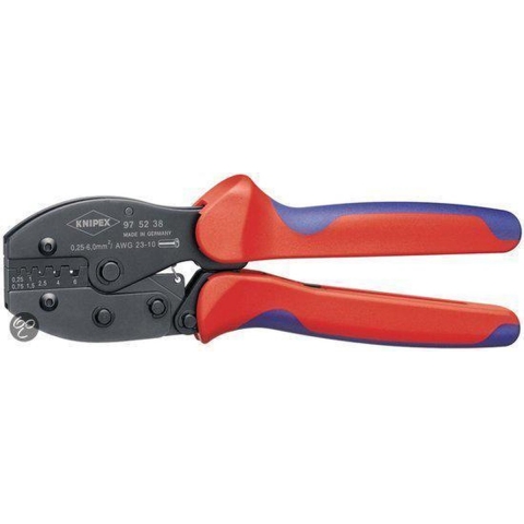 Knipex PreciForce® krimptang | Meer-componentengrepen | Gebruineerd | Lengte 220 mm | Zelfbedieningskaart/blister - 97 52 38 SB