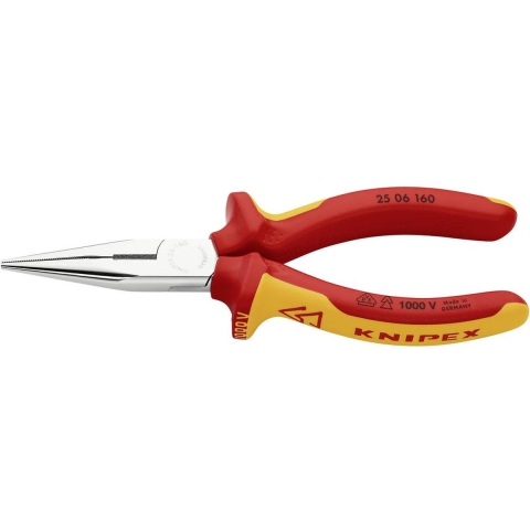 Knipex Platspitse Tang met Zijsnijder (Radiotang) | 160 mm Lengte | Geïsoleerd | Meer-Componentengrepen - 25 06 160 SB