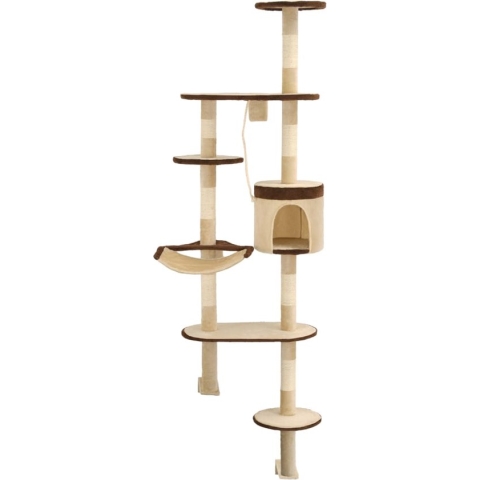 vidaXL-Kattenkrabpaal-met-krabpalen-wandmontage-194-cm-beige-bruin